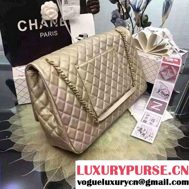 Chanel Metallic Calfskin XXL Large Classic Flap Bag Gold A91169 S/S 2016 (2A057-6052304 )
