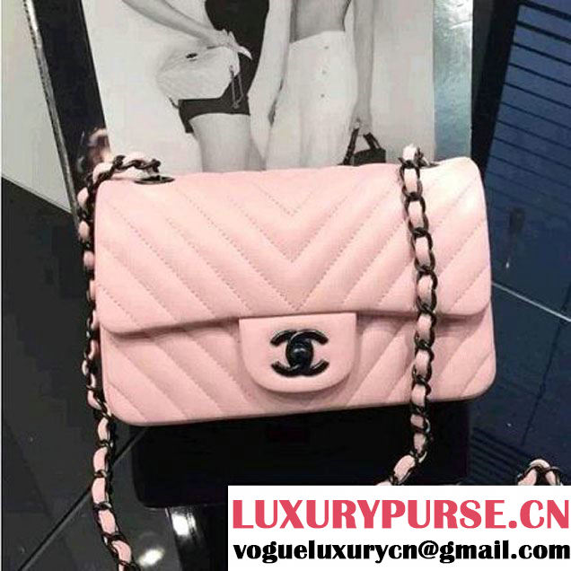 Chanel Small Chevron Quilting Classic Flap Bag Pink (BH) 2016 (2A046-6052804 )