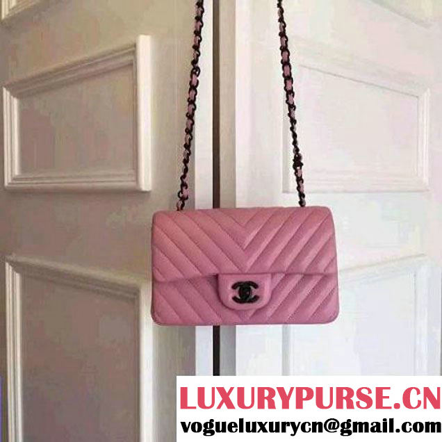 Chanel Small Chevron Quilting Classic Flap Bag Pink (BH) 2016 (2A046-6052804 )