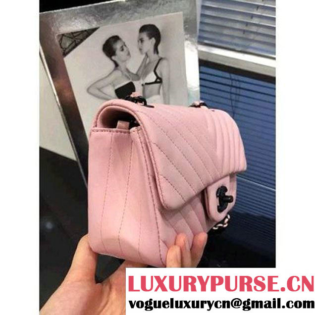 Chanel Small Chevron Quilting Classic Flap Bag Pink (BH) 2016 (2A046-6052804 )