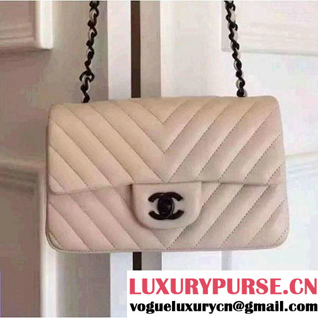 Chanel Small Chevron Quilting Classic Flap Bag Off-white (BH) 2016 (2A046-6052806 )