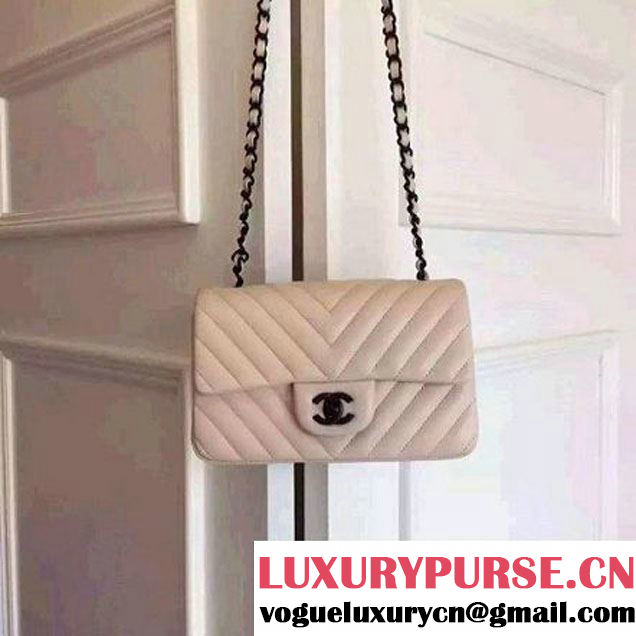 Chanel Small Chevron Quilting Classic Flap Bag Off-white (BH) 2016 (2A046-6052806 )