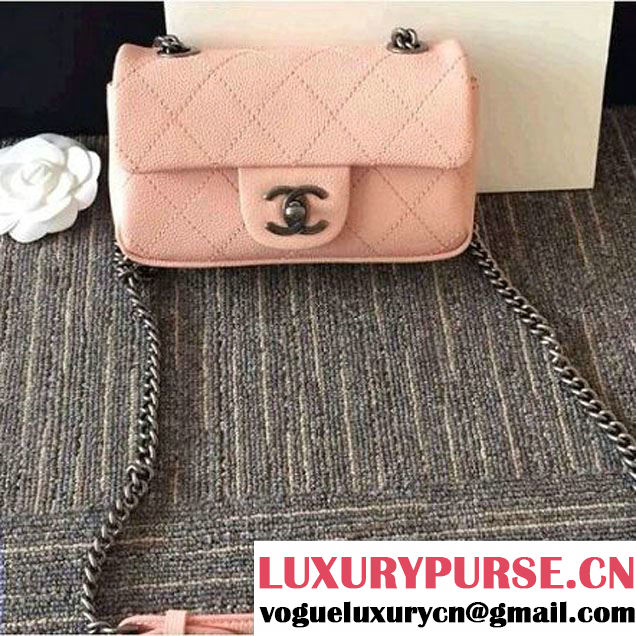 Chanel Caviar Calfskin Nano Classic Flap Bag Pink 2016 (1A001-6060818 )