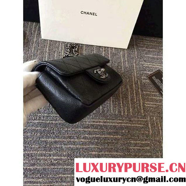 Chanel Caviar Calfskin Nano Classic Flap Bag Black 2016 (1A001-6060819 )