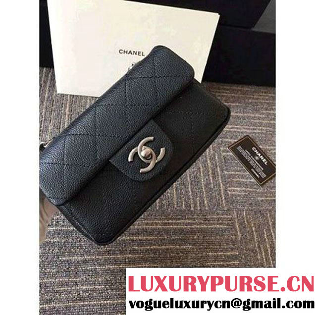 Chanel Caviar Calfskin Nano Classic Flap Bag Black 2016 (1A001-6060819 )