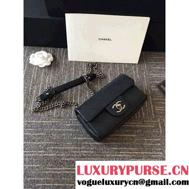 Chanel Caviar Calfskin Nano Classic Flap Bag Black 2016 (1A001-6060819 )