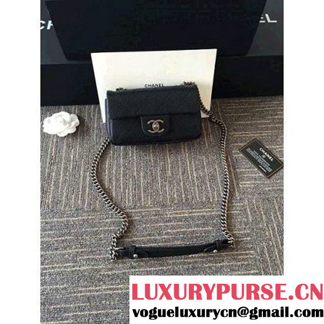 Chanel Caviar Calfskin Nano Classic Flap Bag Black 2016 (1A001-6060819 )