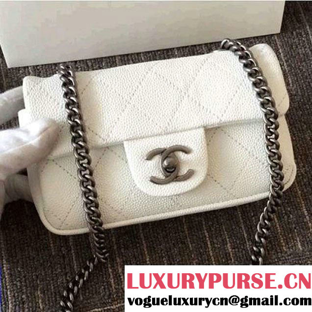 Chanel Caviar Calfskin Nano Classic Flap Bag White 2016 (1A001-6060820 )