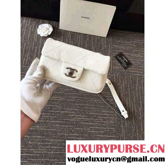 Chanel Caviar Calfskin Nano Classic Flap Bag White 2016 (1A001-6060820 )