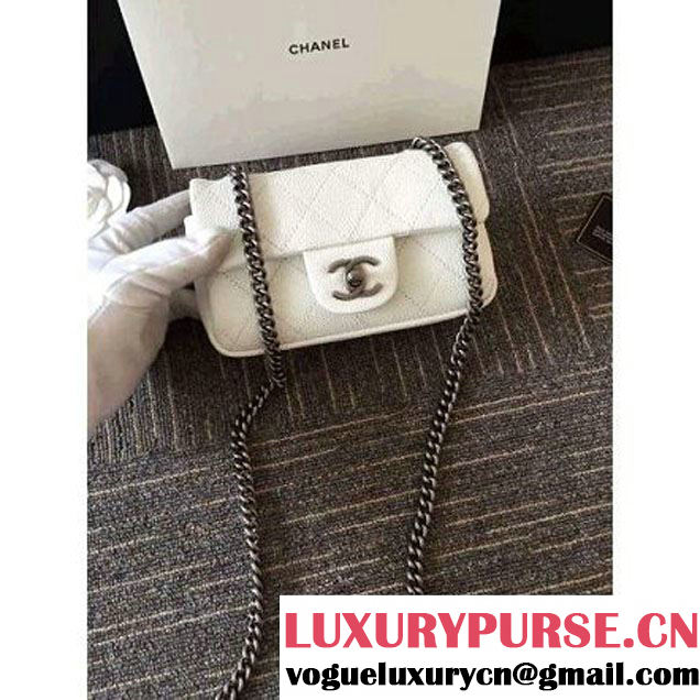 Chanel Caviar Calfskin Nano Classic Flap Bag White 2016 (1A001-6060820 )