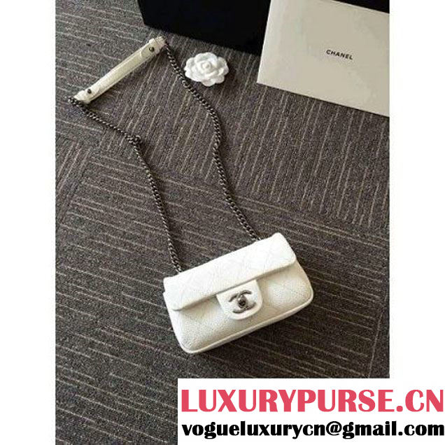 Chanel Caviar Calfskin Nano Classic Flap Bag White 2016 (1A001-6060820 )