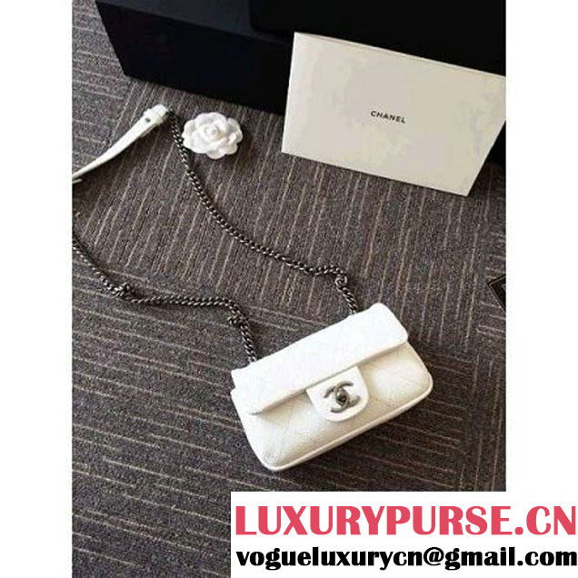 Chanel Caviar Calfskin Nano Classic Flap Bag White 2016 (1A001-6060820 )