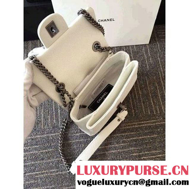 Chanel Caviar Calfskin Nano Classic Flap Bag White 2016 (1A001-6060820 )