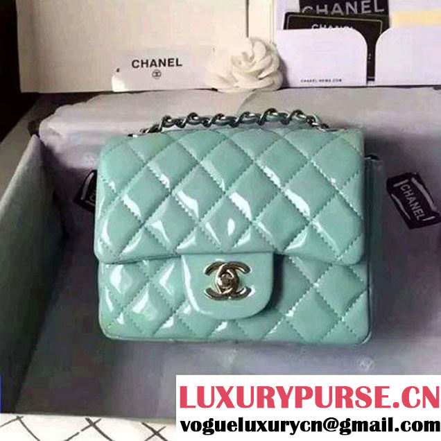 Chanel Mini Classic Flap Bag In Rosy Patent Calfskin Light Green (FTH-6061316 )