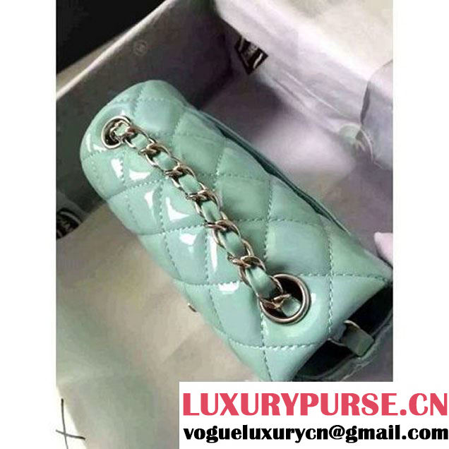 Chanel Mini Classic Flap Bag In Rosy Patent Calfskin Light Green (FTH-6061316 )