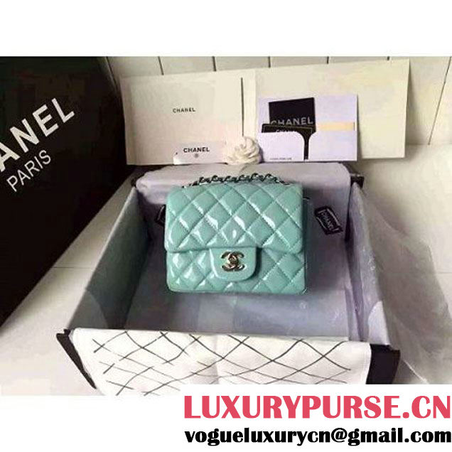 Chanel Mini Classic Flap Bag In Rosy Patent Calfskin Light Green (FTH-6061316 )