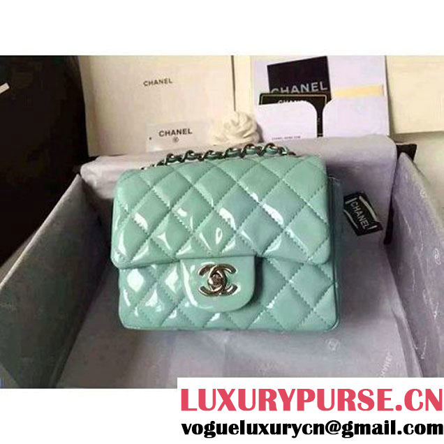 Chanel Mini Classic Flap Bag In Rosy Patent Calfskin Light Green (FTH-6061316 )