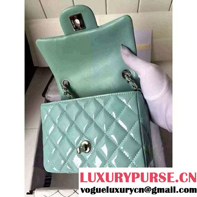 Chanel Mini Classic Flap Bag In Rosy Patent Calfskin Light Green (FTH-6061316 )