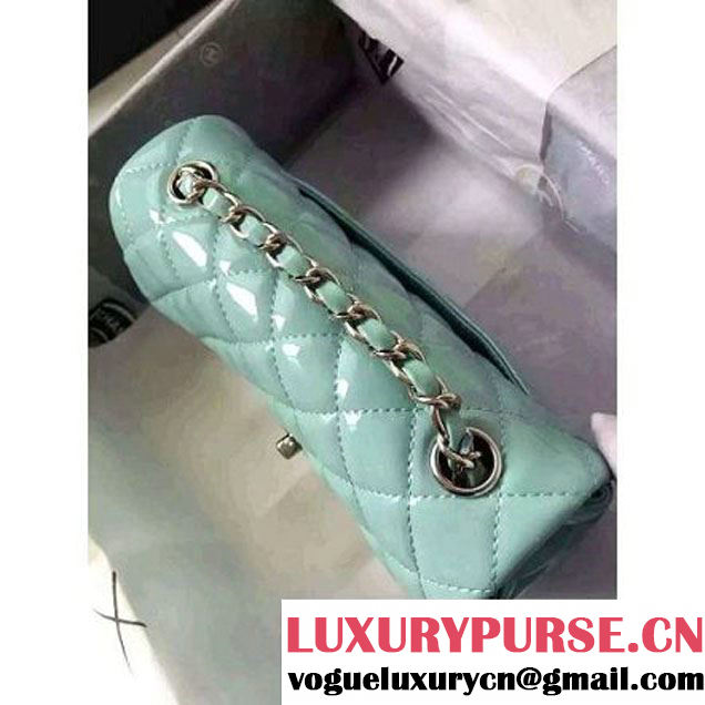 Chanel Small Classic Flap Bag In Rosy Patent Calfskin Light Green (FTH-6061317 )