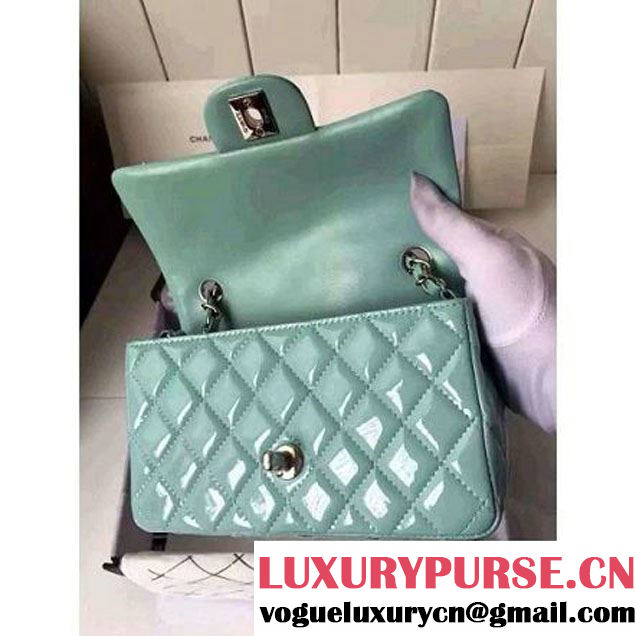 Chanel Small Classic Flap Bag In Rosy Patent Calfskin Light Green (FTH-6061317 )