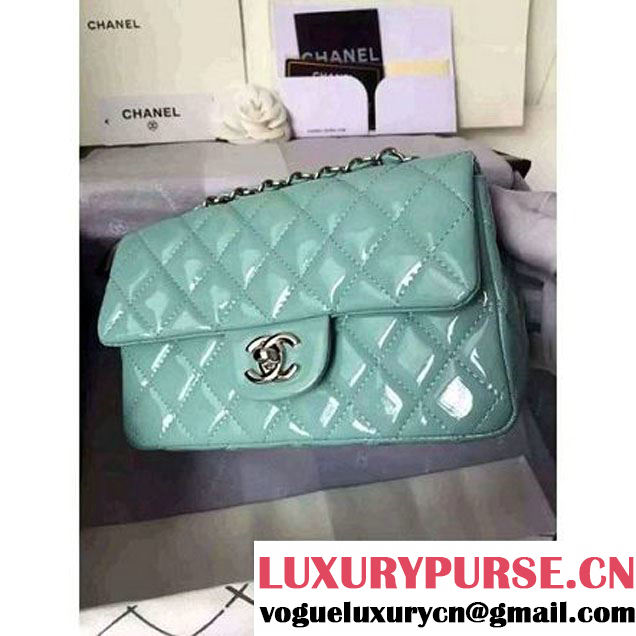 Chanel Small Classic Flap Bag In Rosy Patent Calfskin Light Green (FTH-6061317 )