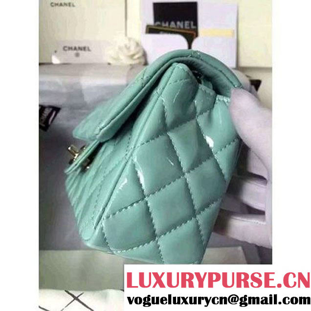 Chanel Small Classic Flap Bag In Rosy Patent Calfskin Light Green (FTH-6061317 )