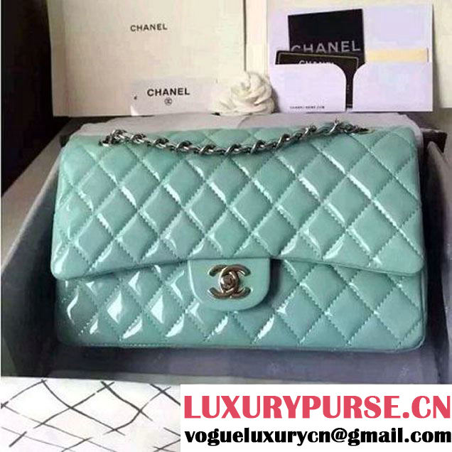 Chanel Medium Classic Flap Bag In Rosy Patent Calfskin Light Green (FTH-6061318 )