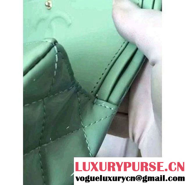 Chanel Medium Classic Flap Bag In Rosy Patent Calfskin Light Green (FTH-6061318 )