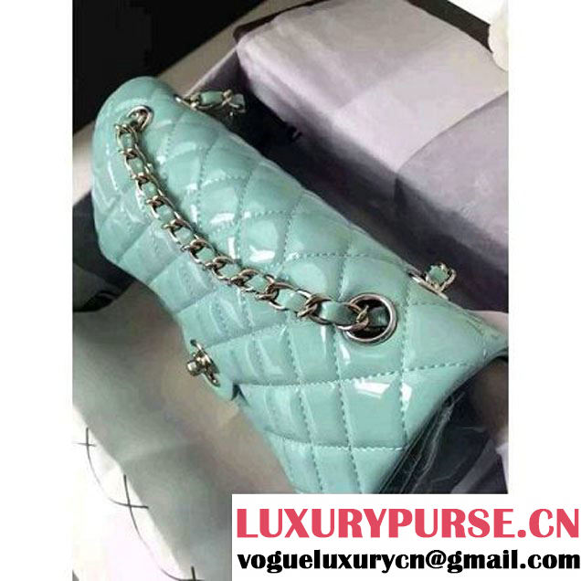 Chanel Medium Classic Flap Bag In Rosy Patent Calfskin Light Green (FTH-6061318 )