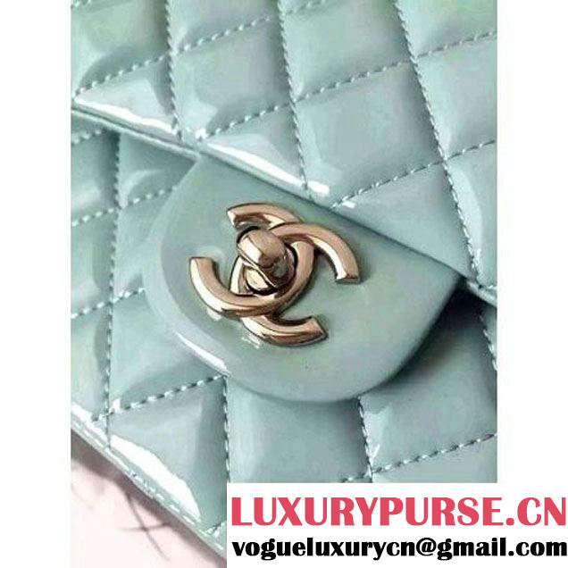 Chanel Medium Classic Flap Bag In Rosy Patent Calfskin Light Green (FTH-6061318 )