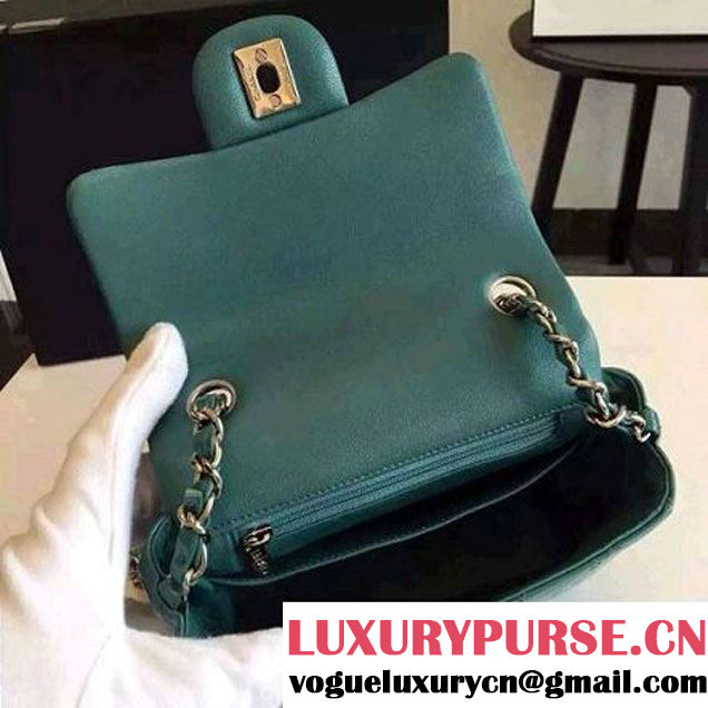 Chanel Mini Classic Flap Bag In Rosy Patent Calfskin Deep Green (FTH-6061319 )