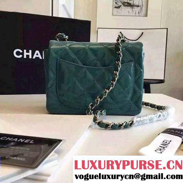 Chanel Mini Classic Flap Bag In Rosy Patent Calfskin Deep Green (FTH-6061319 )