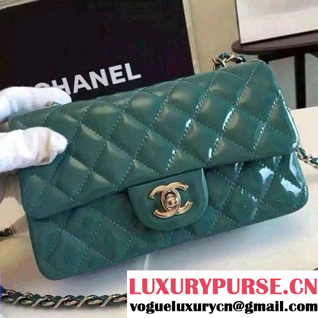 Chanel Small Classic Flap Bag In Rosy Patent Calfskin Deep Green (FTH-6061320 )