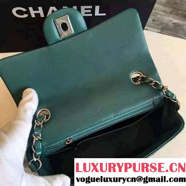 Chanel Small Classic Flap Bag In Rosy Patent Calfskin Deep Green (FTH-6061320 )