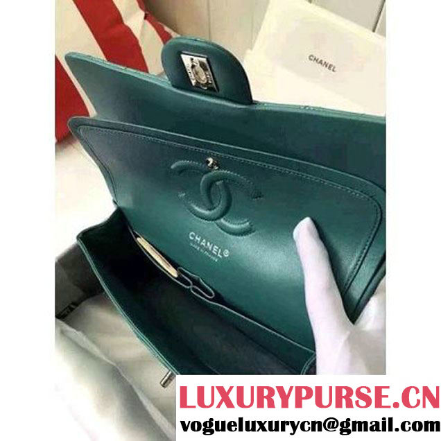 Chanel Medium Classic Flap Bag In Rosy Patent Calfskin Deep Green (FTH-6061321 )