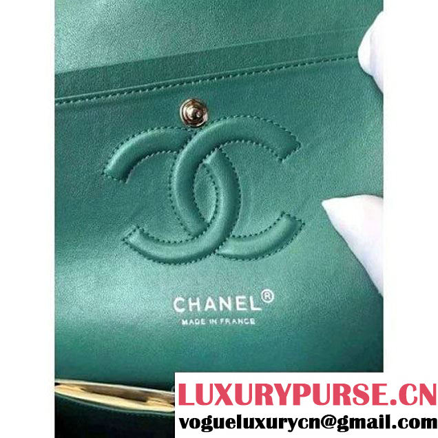Chanel Medium Classic Flap Bag In Rosy Patent Calfskin Deep Green (FTH-6061321 )