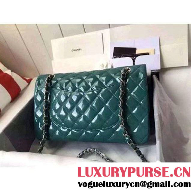 Chanel Medium Classic Flap Bag In Rosy Patent Calfskin Deep Green (FTH-6061321 )