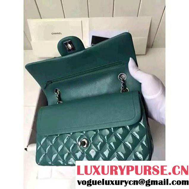 Chanel Medium Classic Flap Bag In Rosy Patent Calfskin Deep Green (FTH-6061321 )