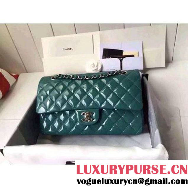 Chanel Medium Classic Flap Bag In Rosy Patent Calfskin Deep Green (FTH-6061321 )