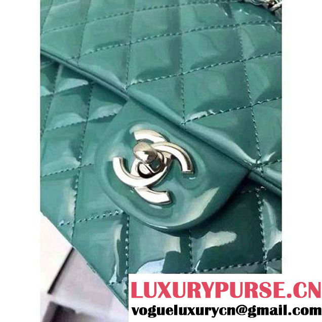 Chanel Medium Classic Flap Bag In Rosy Patent Calfskin Deep Green (FTH-6061321 )