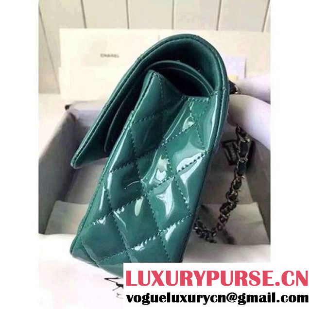 Chanel Medium Classic Flap Bag In Rosy Patent Calfskin Deep Green (FTH-6061321 )