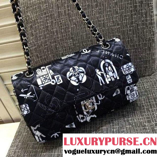 Chanel Airline Printed Classic Flap Medium Bag Black 2016 (KN-6062403 )