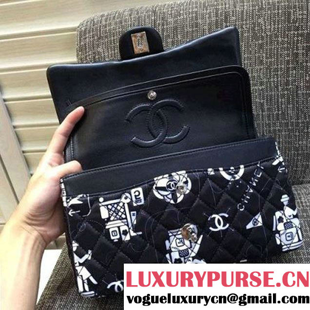 Chanel Airline Printed Classic Flap Medium Bag Black 2016 (KN-6062403 )