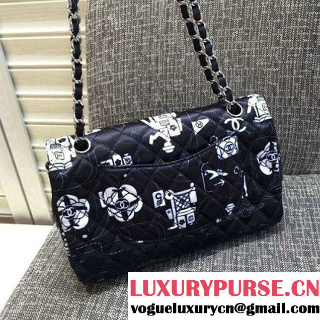 Chanel Airline Printed Classic Flap Medium Bag Black 2016 (KN-6062403 )