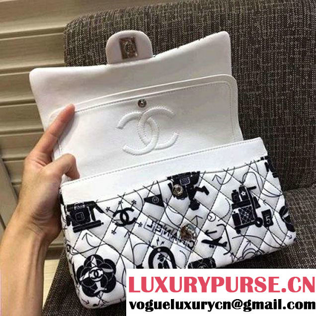 Chanel Airline Printed Classic Flap Medium Bag White 2016 (KN-6062404 )