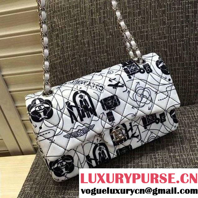 Chanel Airline Printed Classic Flap Medium Bag White 2016 (KN-6062404 )