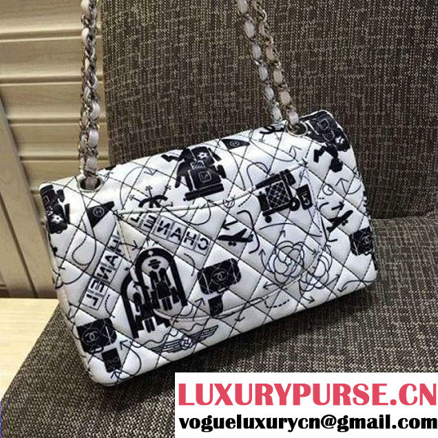 Chanel Airline Printed Classic Flap Medium Bag White 2016 (KN-6062404 )