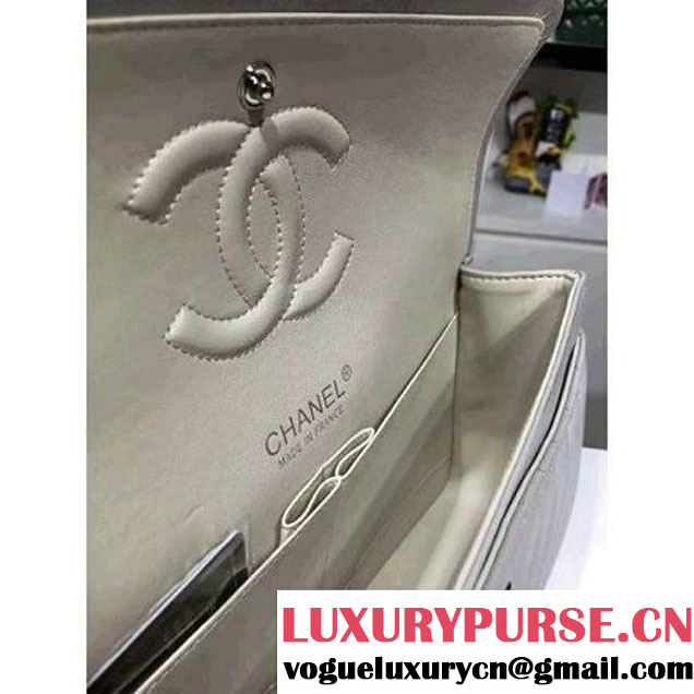 Chanel Medium Grained Calfskin Chevron Classic Flap Bag A01112 Gray 2016 (1a172-6071636 )