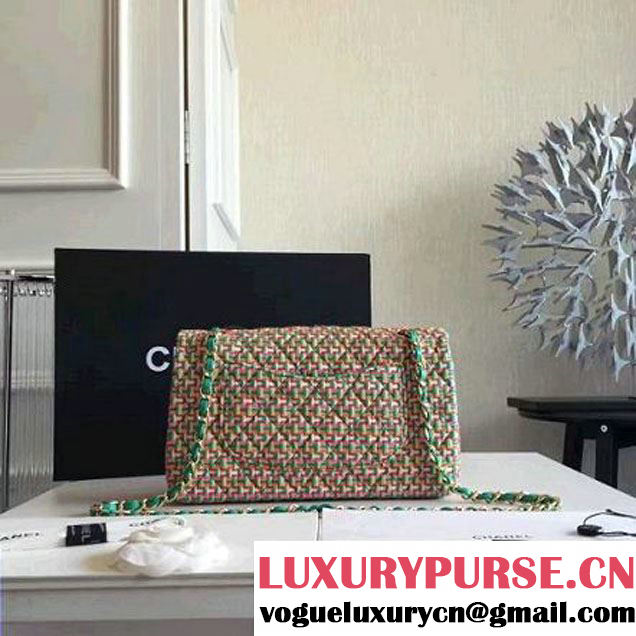 Chanel Multicolor Crochet-work Braided Classic Flap Bag Green 2016 (KN-6072209 )