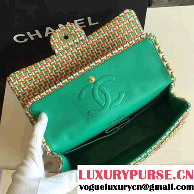 Chanel Multicolor Crochet-work Braided Classic Flap Bag Green 2016 (KN-6072209 )